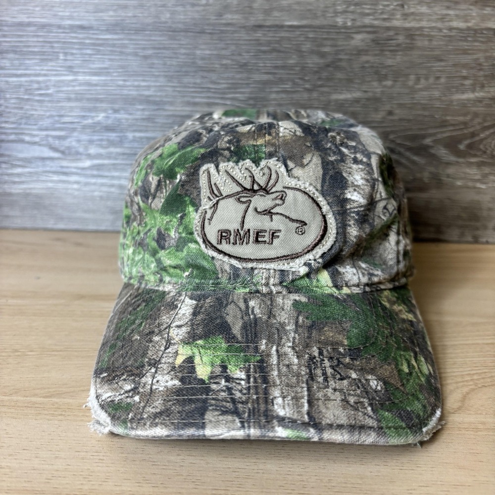 RMEF Hat Cap Strap Back Camouflage Outdoor Cap Camo Patch Mens Hunting Deer